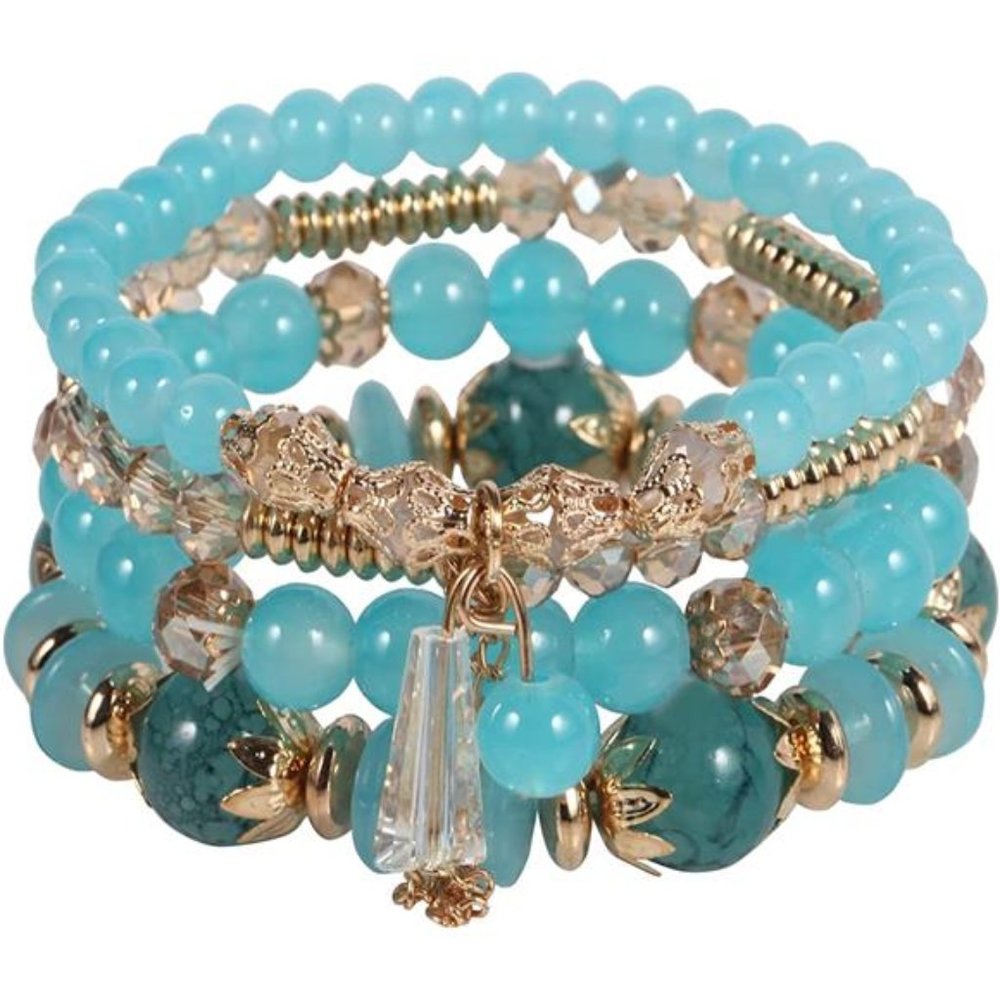 Bohemian Boho Stackable Bracelets for Women Set - Girls Stretch Stackable Beads - Picture 2 of 5